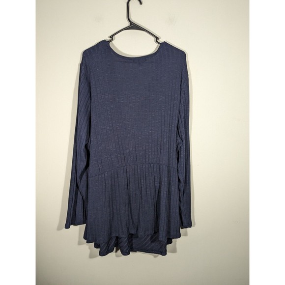 Lane Bryant Navy Faux Wrap Long Sleeve Top Plus‎ Size Women 22/24 - Picture 2 of 6